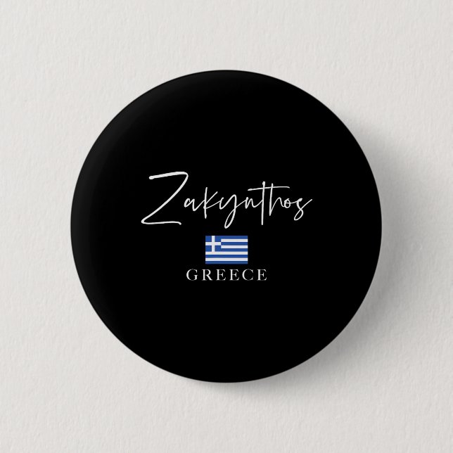 Griechenland Flagge Urlaub - Insel Zakynthos  Button (Vorderseite)
