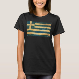 Griechenland Flagge Vintag Grunge Women's Black T-Shirt