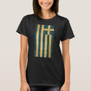 Griechenland Flagge Vintag Grunge Women's Black T-Shirt