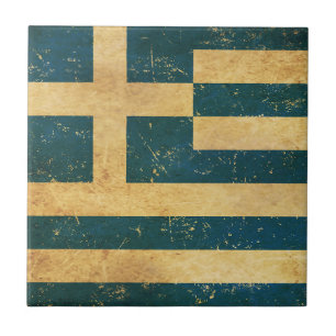 Griechenland-Flagge Vintage-Grunge-Design Keramikf Fliese