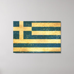 Griechenland-Flagge Vintage-Grunge-Design Leinwanddruck