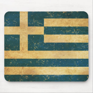 Griechenland-Flagge Vintage-Grunge-Design Mousepad