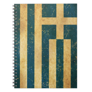 Griechenland-Flagge Vintage-Grunge-Notizbuch Notizblock
