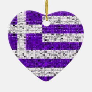 Griechenland-Flaggen-Glitterverzierung Keramik Ornament