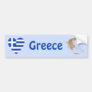 Griechenland-Flaggen-Herz + Karten-Autoaufkleber Autoaufkleber