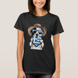 Griechenland Flaggen Hund Herz griechischer Stolz T-Shirt