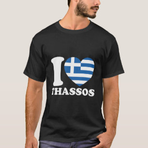 Griechenland Flaggen Thassos Travel Thassos Karte  T-Shirt