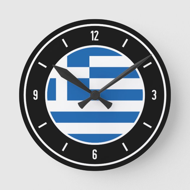 Griechenland-FlaggenElegant Runde Wanduhr (Vorderseite)