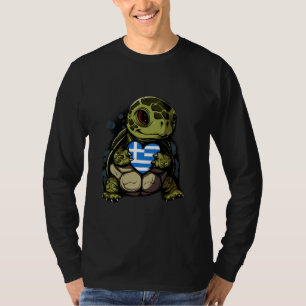 Griechenland Flaggenschildkröte Herz Griechische R T-Shirt