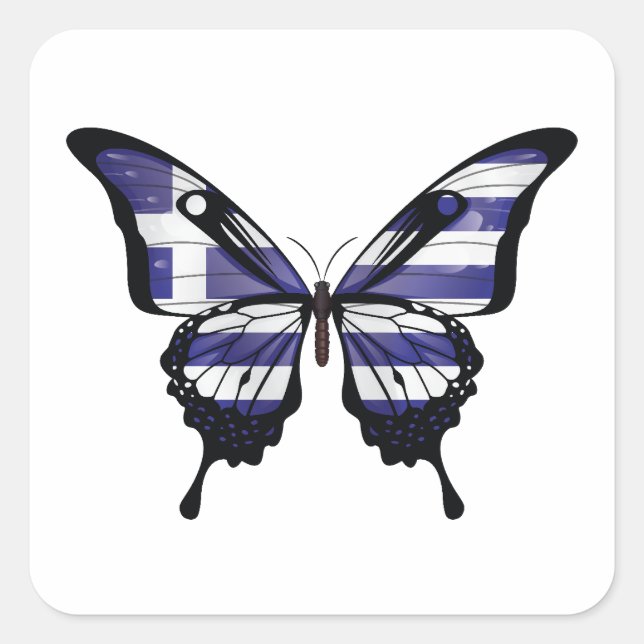 Griechenland Frack-Schmetterlingsflaggenaufkleber Quadratischer Aufkleber (Vorderseite)