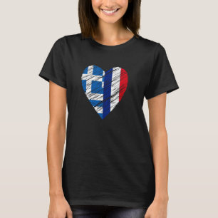 Griechenland Frankreich Liebe Französisch Flaggen T-Shirt