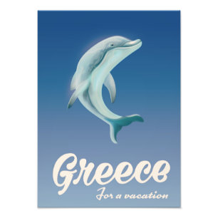 Griechenland für einen Urlaub Delfin-Reiseposter Fotodruck