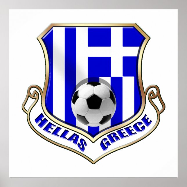 Griechenland - Fußballschild - Hellas-Abzeichen Poster (Vorne)