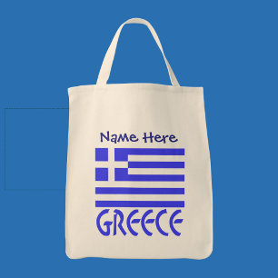 Griechenland Griechische Flagge Blau Personalisier Tragetasche