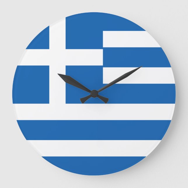 Griechenland (griechische Flagge) Große Wanduhr (Vorderseite)