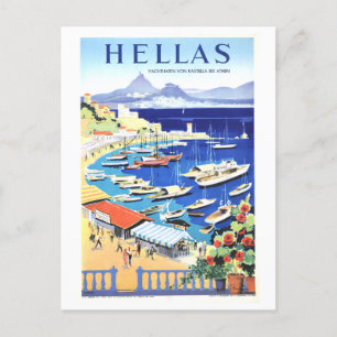Griechenland (Hellas) Vintage-Reiseposter Postkart Postkarte