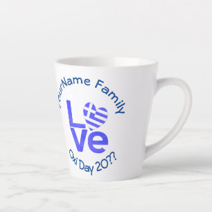 Griechenland Herz Flagge Blau LOVE Personalisiert Milchtasse