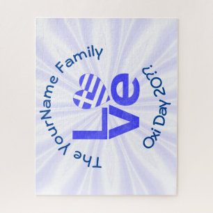 Griechenland Herz Flagge Blau LOVE Personalisiert  Puzzle