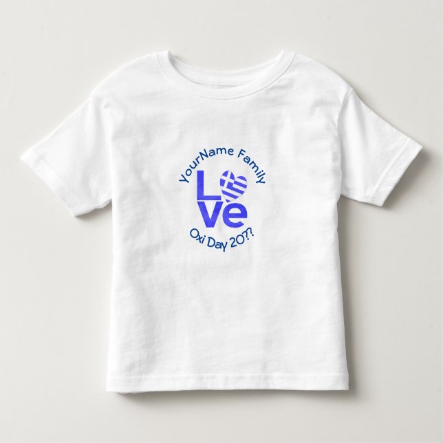 Griechenland Herzenflagge Blaue LIEBE Personalisie Kleinkind T-shirt (Vorderseite)