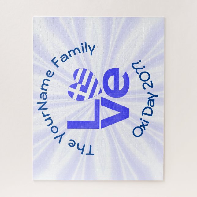 Griechenland Herzenflagge Blaue LIEBE Personalisie Puzzle (Vertikal)