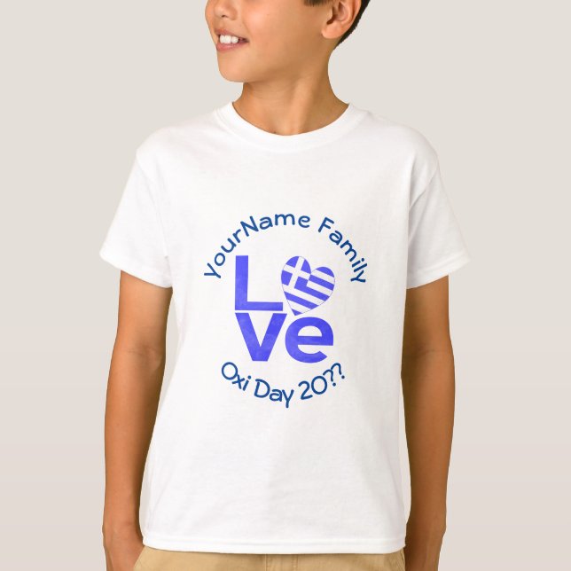 Griechenland Herzenflagge Blaue LIEBE Personalisie T-Shirt (Vorderseite)