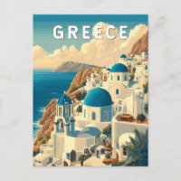 Griechenland Illustration Travel Art Vintag