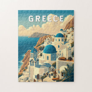 Griechenland Illustration Travel Art Vintag Puzzle