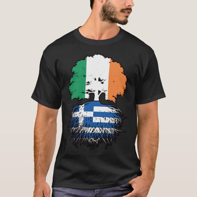 Griechenland - Irish Ireland Tree Roots Flag T-Shirt (Vorderseite)