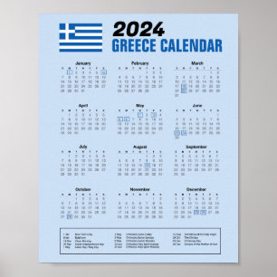 Griechenland Kalender mit griechischen Feiertagen  Poster