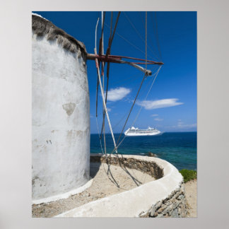 Griechenland, Kykladen-Inseln, Mykonos, alte Windm Poster