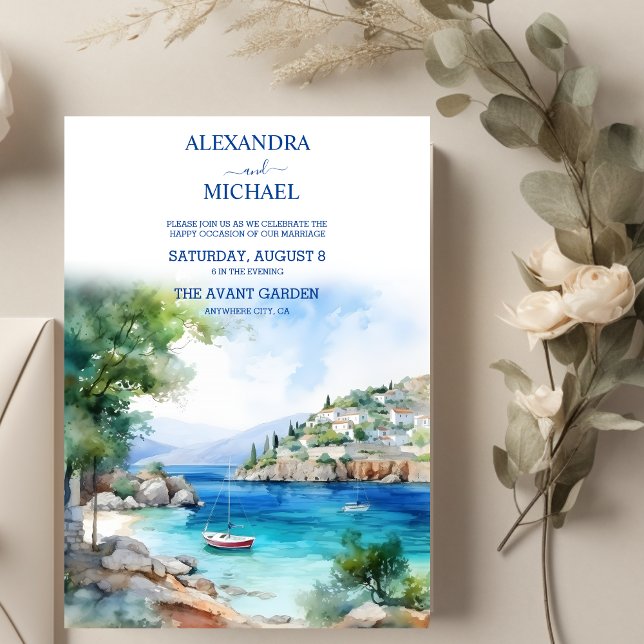Griechenland Landschaft Santorini Hochzeit Einladung (Von Creator hochgeladen)