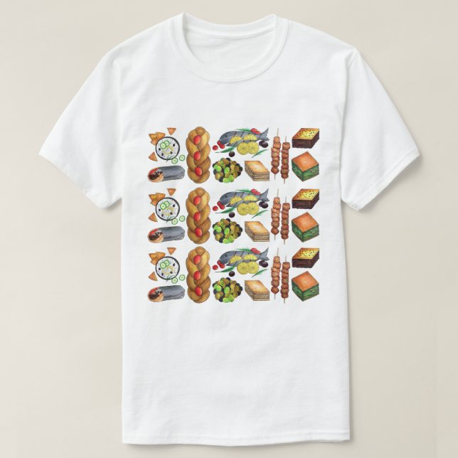 Griechenland Mediterrane Küche Grillrestaurant T-Shirt (Design vorne)