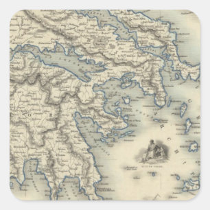 Griechenland mit Einfügungskarten von Korfu und Quadratischer Aufkleber