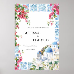 Griechenland Mittelmeer Blumenfliesen Hochzeitsbeg Poster