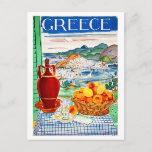 Griechenland, Obst auf dem Tisch, Fensterlandschaf Postkarte