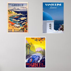 Griechenland: Oldtimer-Plakate Bilderwand Sets