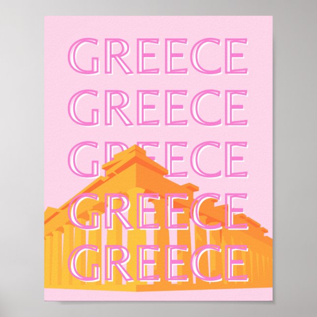 Griechenland, Reisekunst, Rosa Poster (Vorne)