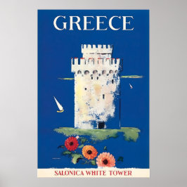 Griechenland Reiseplakat Griechische Kunst Weißer  Poster