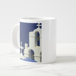 Griechenland, Santorini. Blick auf eine griechisch Jumbo-Tasse