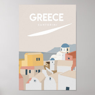 Griechenland Santorini Vintage Reiseplakat Poster