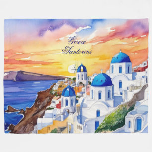 Griechenland Santorini Wasserfarbe Ägäisches Meer  Fleecedecke