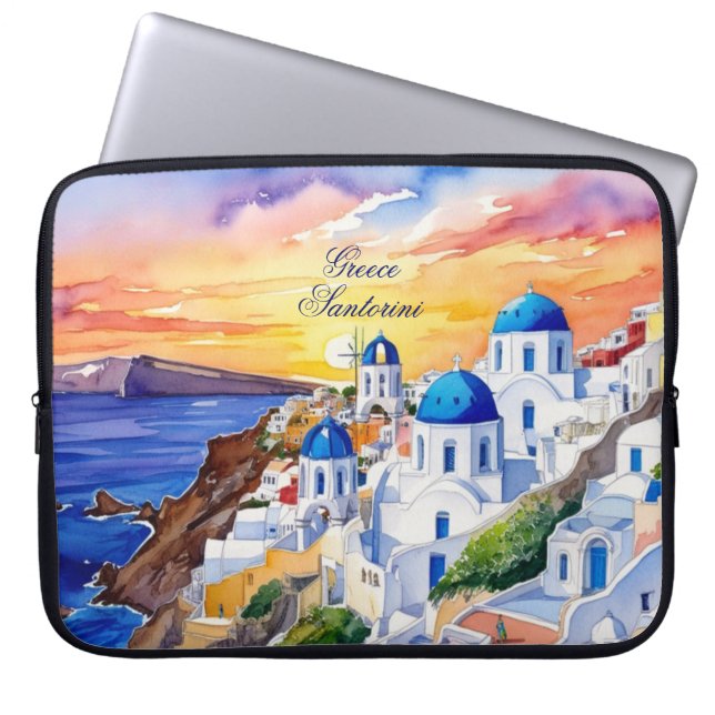 Griechenland Santorini Wasserfarbe Ägäisches Meer  Laptopschutzhülle (Vorderseite)
