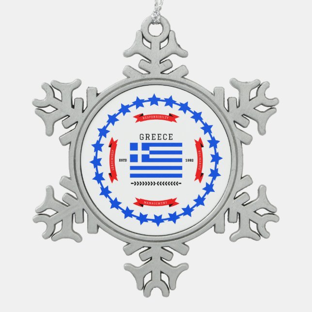 Griechenland Schneeflocken Zinn-Ornament (Vorderseite)
