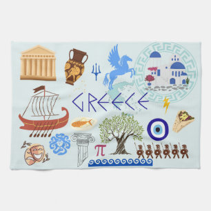 Griechenland Symbole Reise Liebhaber Geschirrtuch