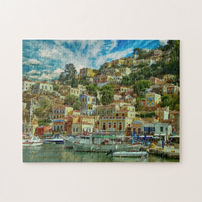 Griechenland Symi Greece Island Travel Foto Puzzle (Horizontal)