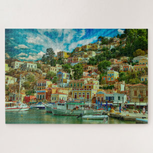 Griechenland Symi Greece Island Travel Foto Puzzle