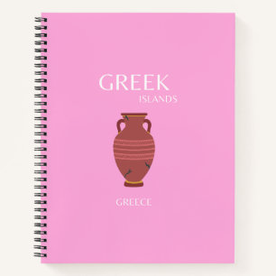 Griechenland, Travel Art, Preppy, Retro Art, Pink Notizbuch