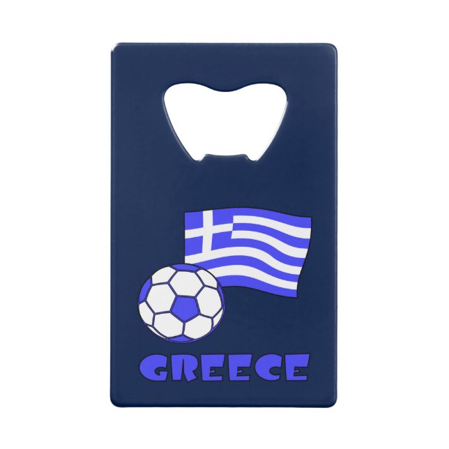 Griechenland und der griechische Flaggen-Fußballba Kreditkarten Flaschenöffner (Vorderseite)