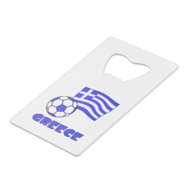 Griechenland und der griechische Flaggen-Fußballba Kreditkartenflaschenöffner