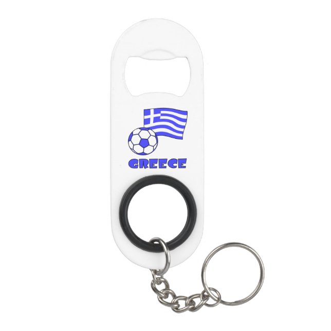 Griechenland und der griechische Flaggen-Fußballba Schlüsselanhänger Flaschenöffner (Rückseite)